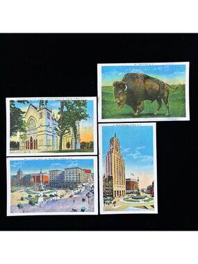 Vintage Postcard Lot Buffalo NY Bison Lafayette Square Rand St Joseph Cathedral